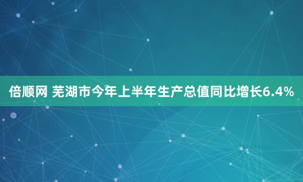 倍顺网 芜湖市今年上半年生产总值同比增长6.4%