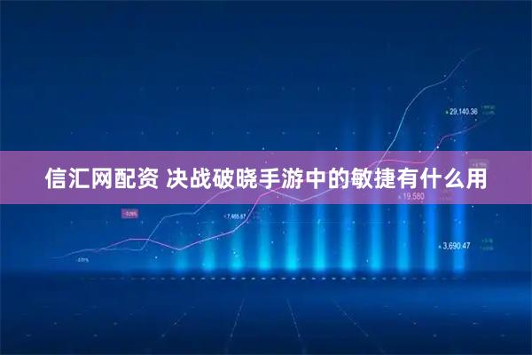信汇网配资 决战破晓手游中的敏捷有什么用