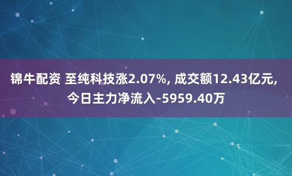 锦牛配资 至纯科技涨2.07%, 成交额12.43亿元, 今日主力净流入-5959.40万