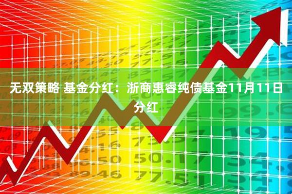 无双策略 基金分红：浙商惠睿纯债基金11月11日分红