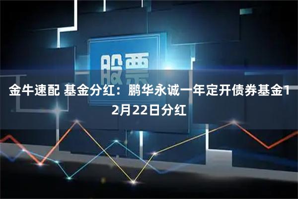 金牛速配 基金分红：鹏华永诚一年定开债券基金12月22日分红